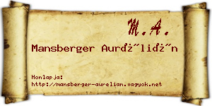 Mansberger Aurélián névjegykártya